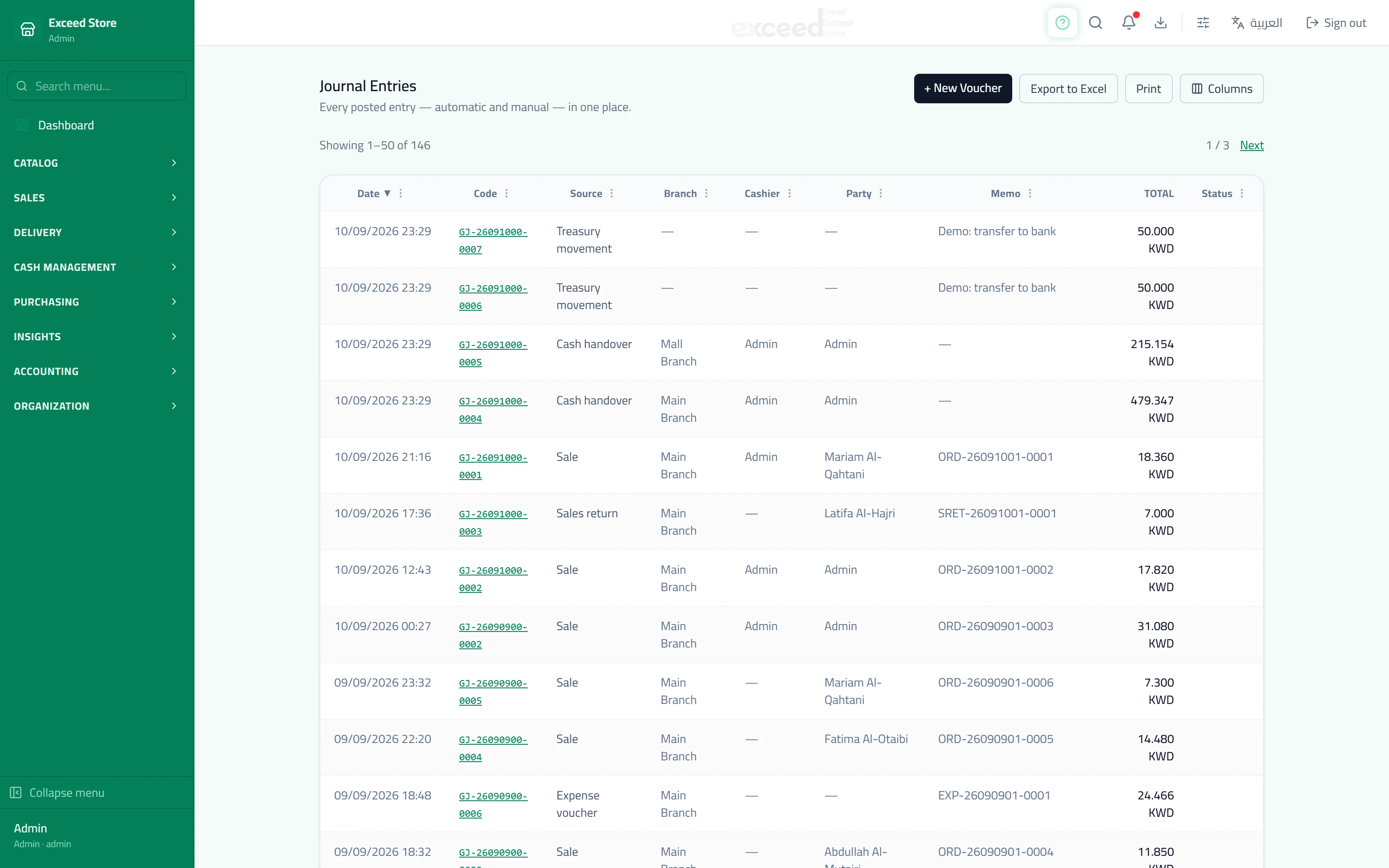 Chart of accounts and journal entries — 3